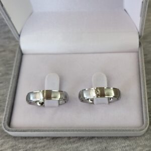 Aliança de Aço Inox Abaulada com Pedra | Fosca | Rebaixo | 5 mm | Par - Imagem 2