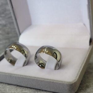 401 / 401-1 : Aliança de Aço Inox Tradicional com Pedra | 8 mm | Par