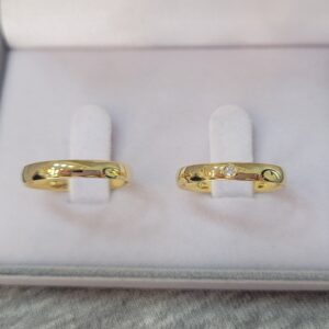 Aliança Folheada Tradicional Abaulada com Pedra | 3 mm | Par - Imagem 2