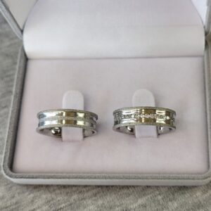 Aliança de Aço Inox Reta com Pedras | Friso | Diamantada | 6 mm | Verona | Par - Imagem 2