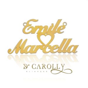 Manuscrito C/ Corrente Prata Folheado Com 2 Nomes e 1 Emblema - Imagem 2