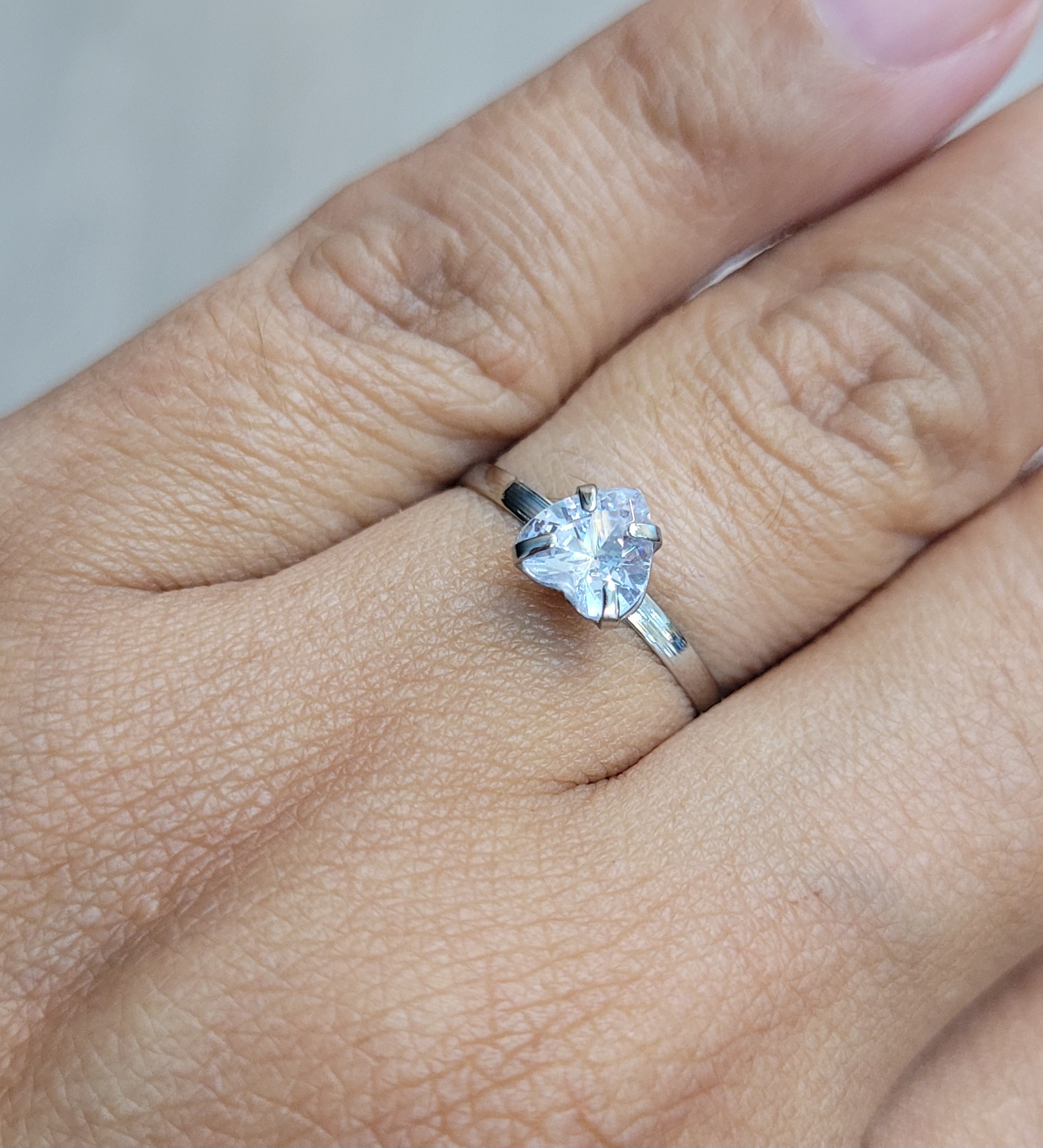 SOLIT AÇO 04  - Anel Solitário Pedra de Coração - Imagem 2