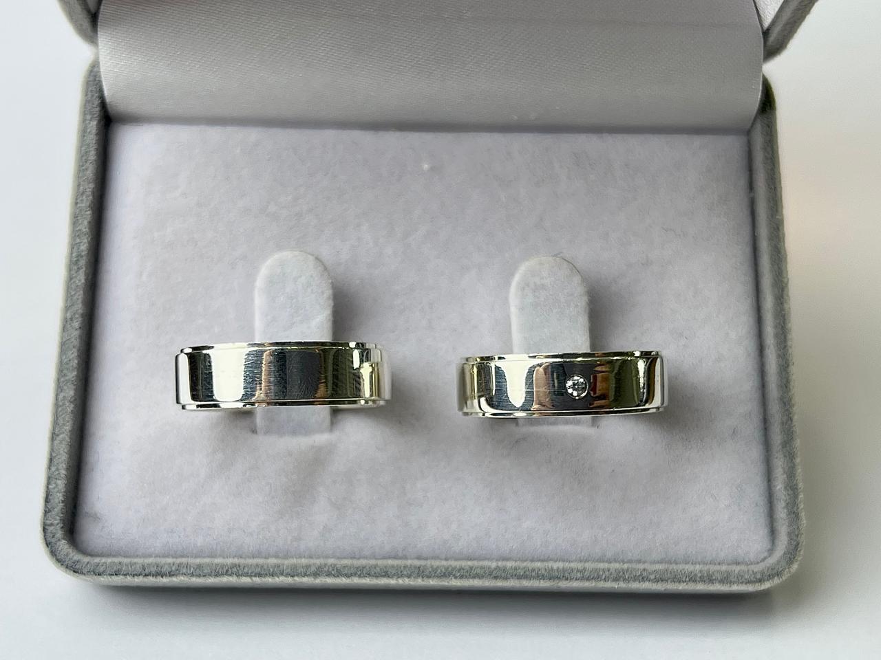 AG2099/ AG2099-1 : Aliança de Prata Reta com Pedra | Tradicional | 6 mm | Par - Imagem 2