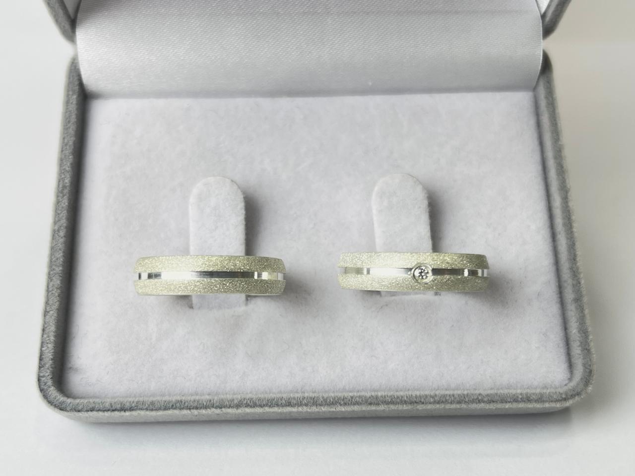 AG063 / AG063-1 : Aliança de Prata Abaulada Diamantado | Friso | 5 mm | Par - Imagem 2